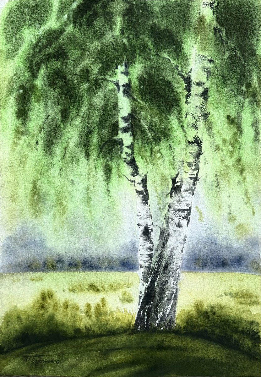 Illustrative Watercolour , Birch Spring By Natalia Butenko, 14 X 20, Artwork For Sale On Artfinder