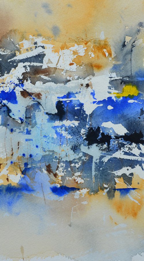 Blue screen- abstract watercolor - 3423 by Pol Henry Ledent