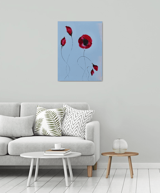 Vermillion Poppies II