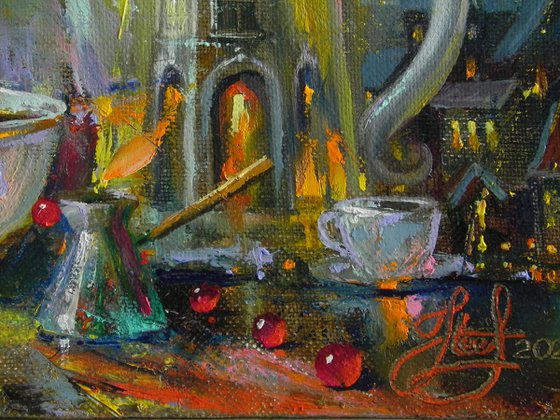 "City for two" Original art Oil on canvas Contemporary home decor