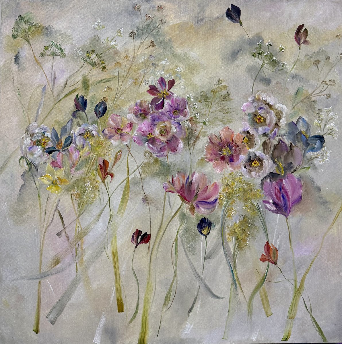 Impressionistic Botanical Oil Painting By Oleksandra Ievseieva, 24 X 24", Magic Forest, Original Artwork