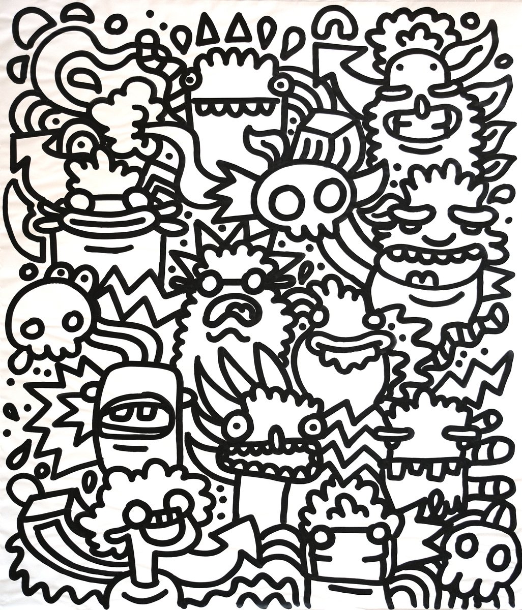 Urban And Pop Abstract Acrylic Painting By Fatin Rahmouni, 68 X 83, Time To Freak Out, Original Artwork