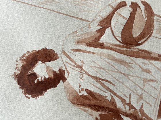 Volleyball Player ink drawing