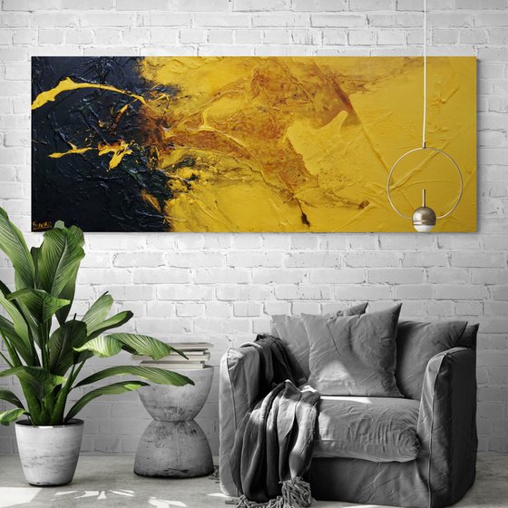 Golden Wildflower 200cm x 80cm Textured Abstract Art