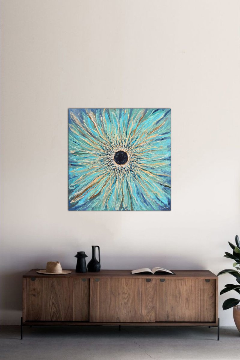 Abstract Oil Painting By Tigran Mamikonyan, 35 X 35", Eternal Cycle Ii 90X90Cm, Original Artwork