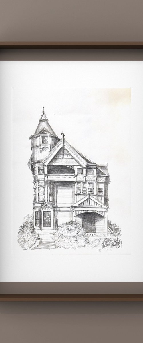 Sketch of Queen Anne House by Gozde Temiz Istanbul