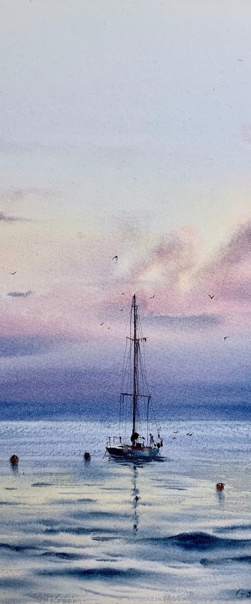 Yacht at anchor  #8 by Eugenia Gorbacheva
