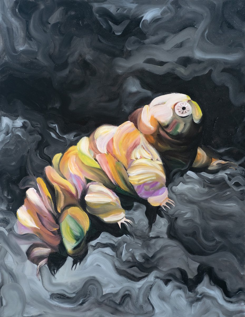 Expressive Animal Oil Painting By Dan Laurentiu Arcus, 20 X 26, The Survivor, Original Artwork