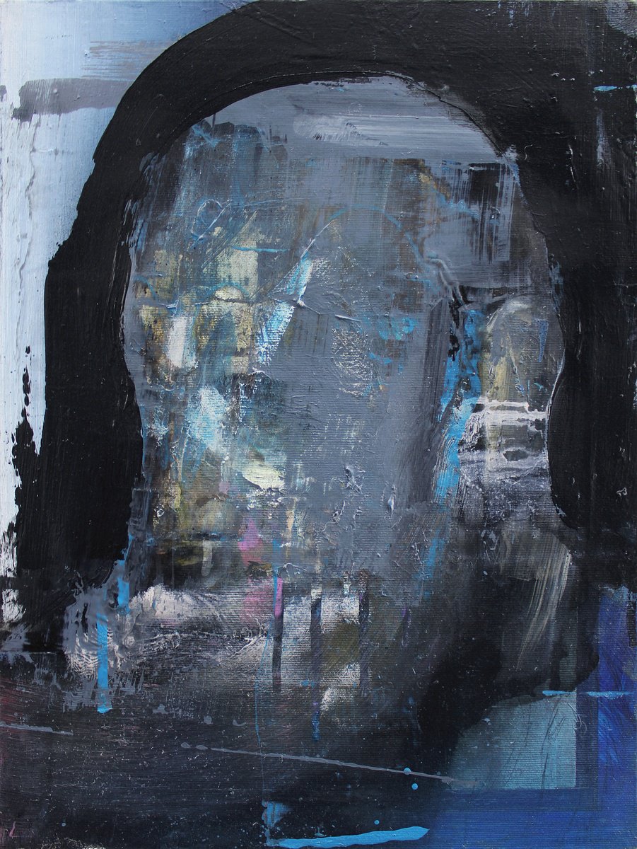 Expressive Portrait Oil Painting By Milos Hronec, 12 X 16", Solitude, Original Artwork