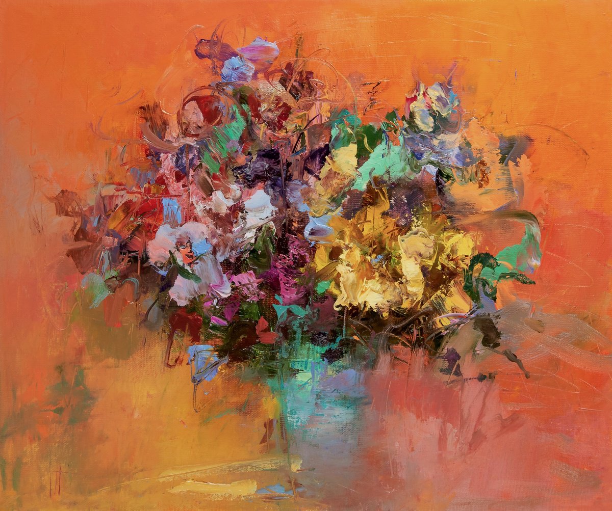 Impressionistic Botanical Oil Painting By Hennadii Penskyi, 20 X 17, Summer Dreams, Original Artwork