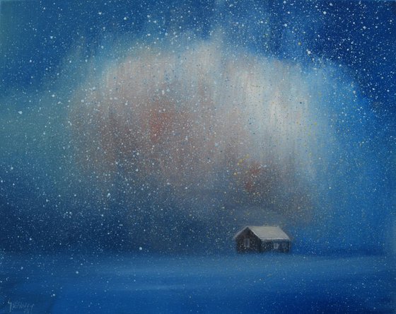 The snow storm and the little cottage
