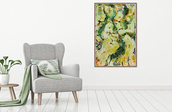 FRUIT AND MOTH - nude abstract original acrylic painting, interior art