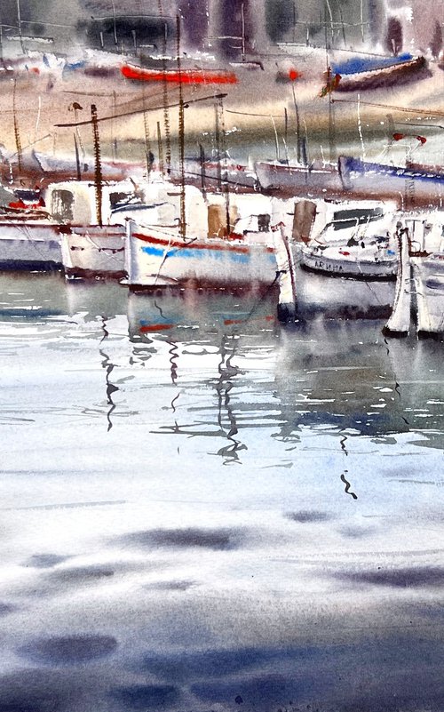 Boats at the pier #2 by Eugenia Gorbacheva
