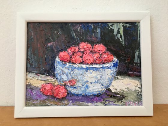Still life with raspberries