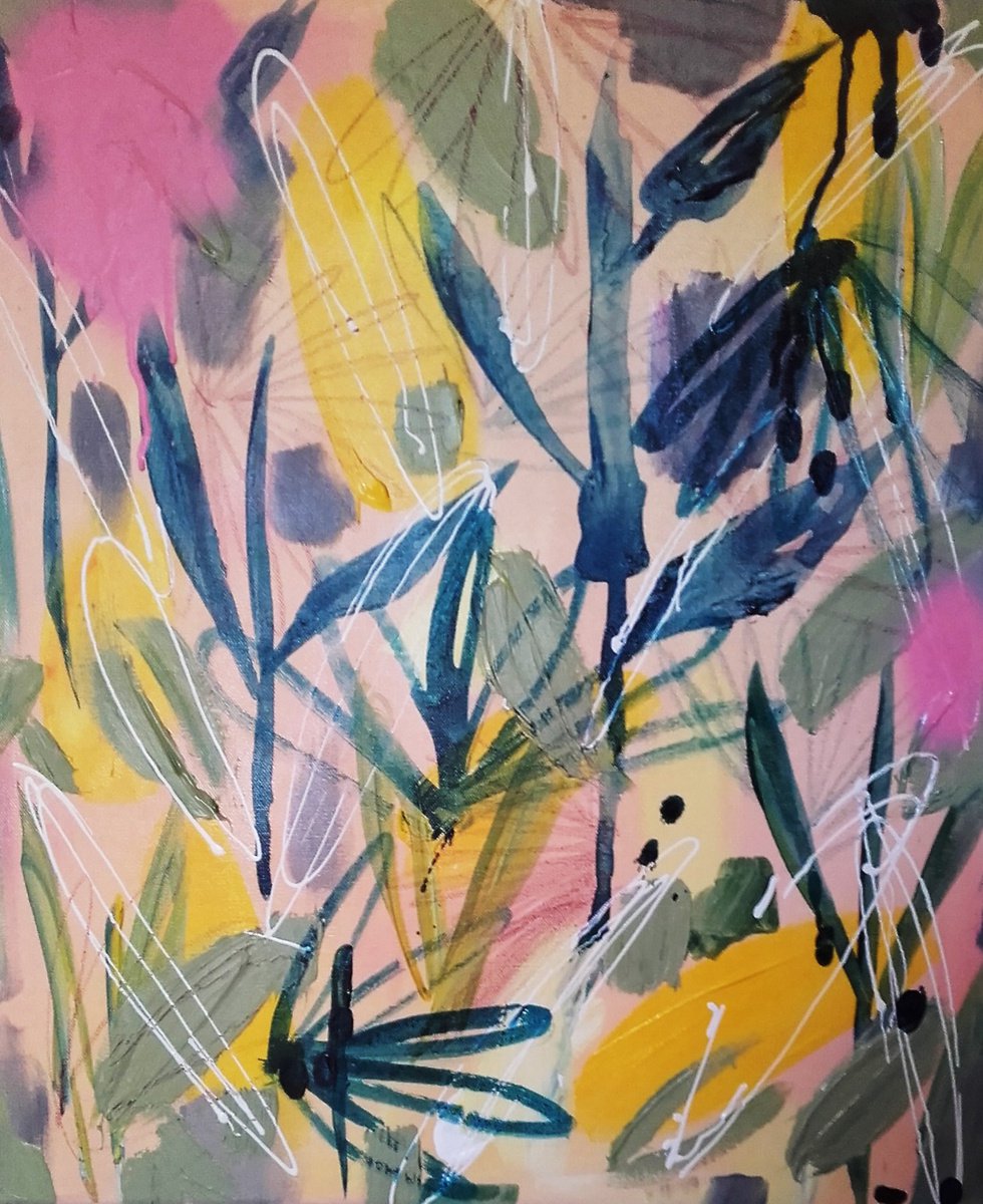 Garden Abstract Painting by Celine Marcoz