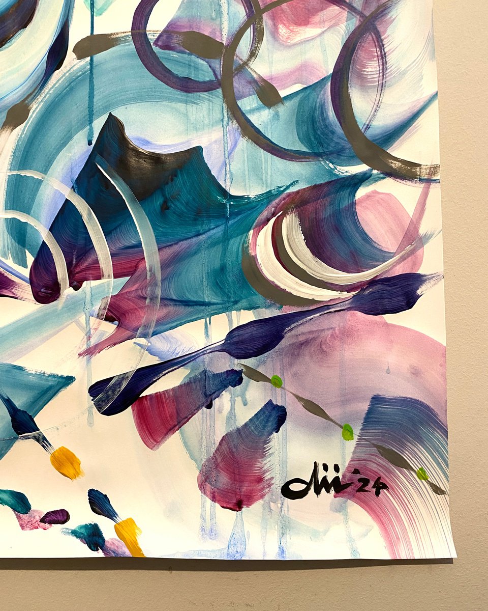 Organic Abstract Acrylic Painting By Daichi Matsusaki, 20 X 39, Color Dance 011224, Original Artwork