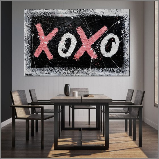 Kisses and Hugs 160cm x 100cm Huge Texture Urban Pop Art