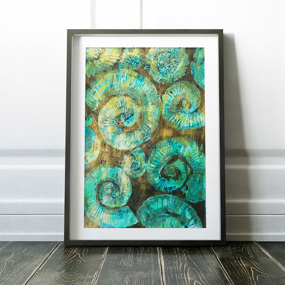 Ammonite (textured artwork of a fossil ammonites) #5