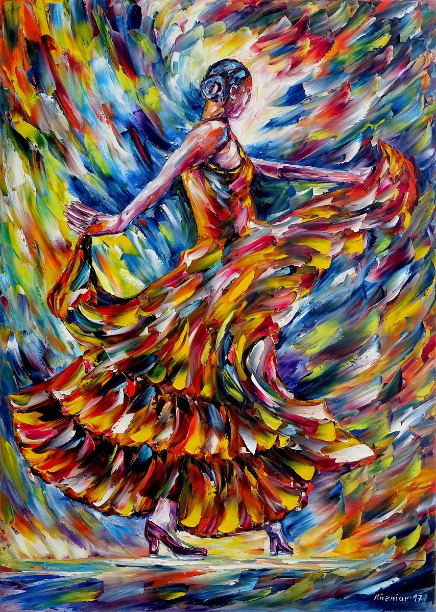 Expressive Oil Painting , Flamenco I By Mirek Kuzniar, 20 X 28, Artwork For Sale On Artfinder