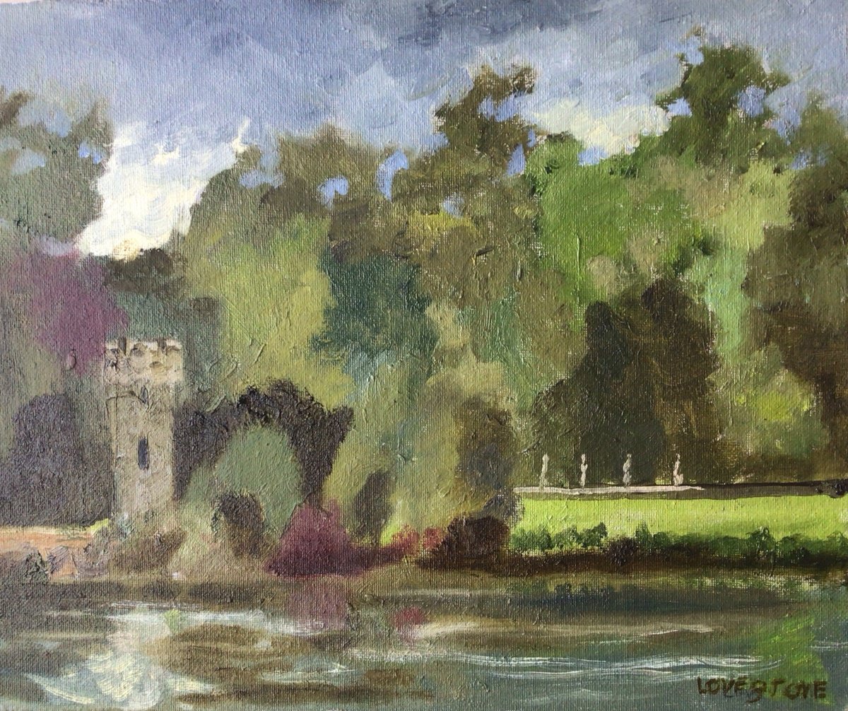 Impressionistic Landscape Oil Painting By Julian Lovegrove Art, 12 X 10", Across The Lake, Johnstown, Original Artwork