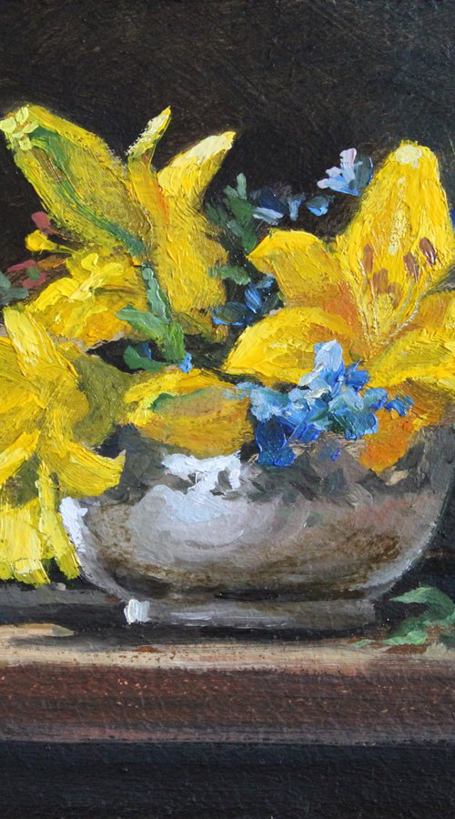 Lilies. 20x15 cm. Original painting. For a gift. by Linar Ganeev