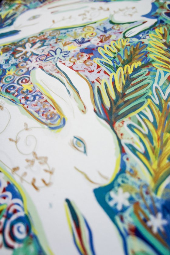 Two Hares Print, Digital Artwork