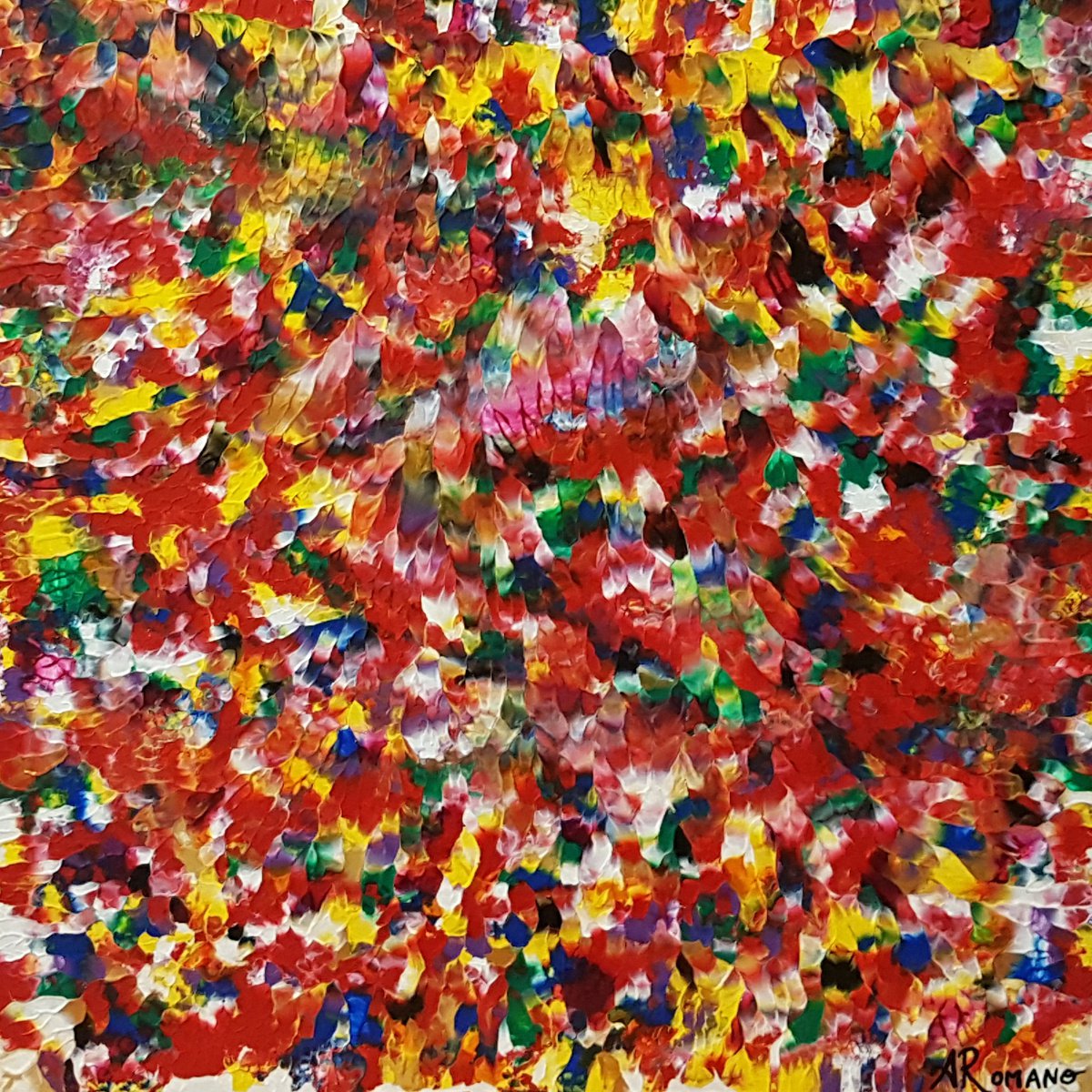 Organic Abstract Acrylic Painting By Alexandra Romano, 24 X 24, Heart Of A Rose, Original Artwork