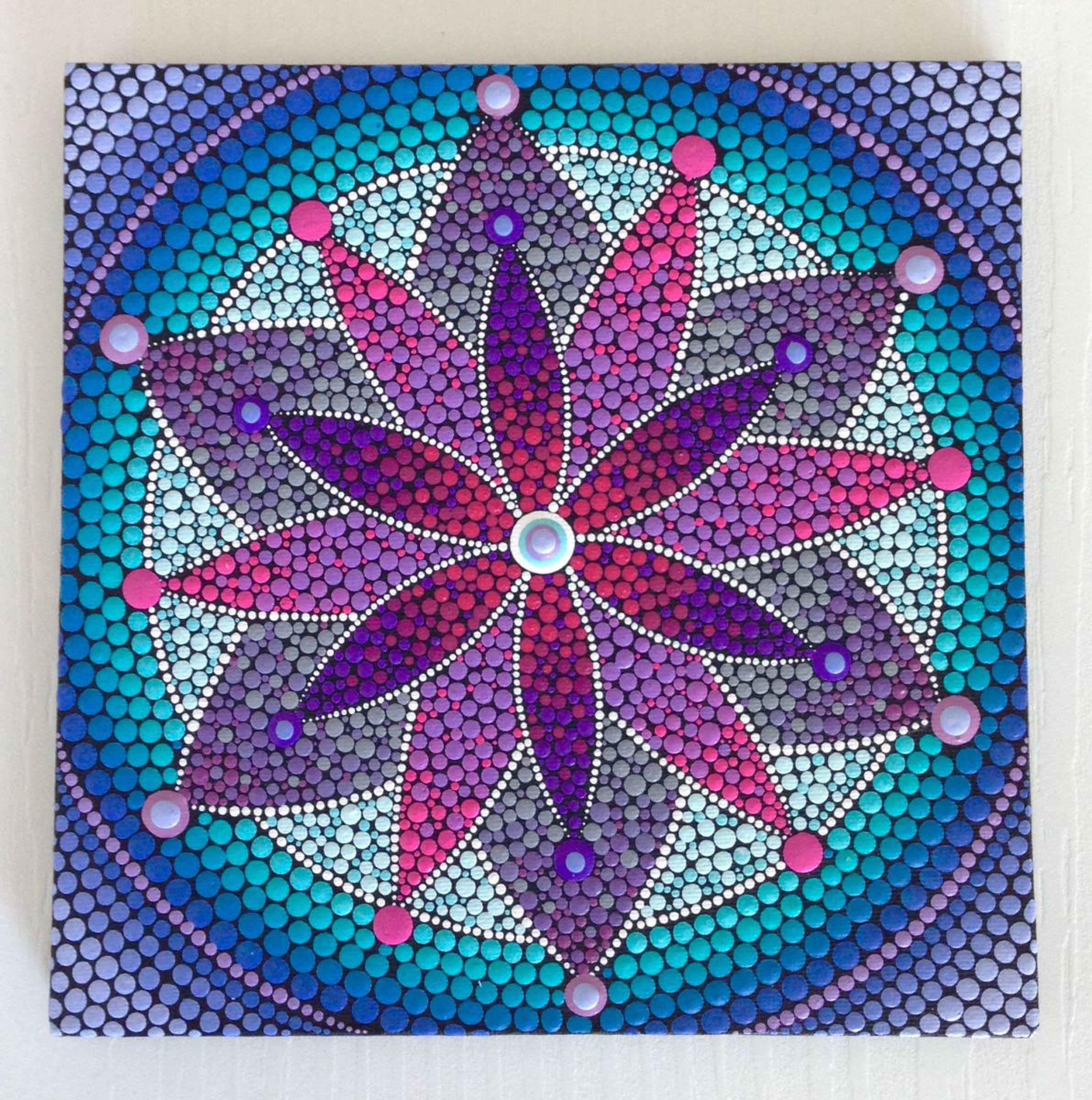 Purple Flower Mandala Dotart Mandala Painting O Artfinder