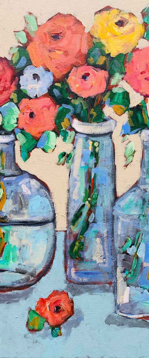 Flowers in Bottles by Holly Wojahn