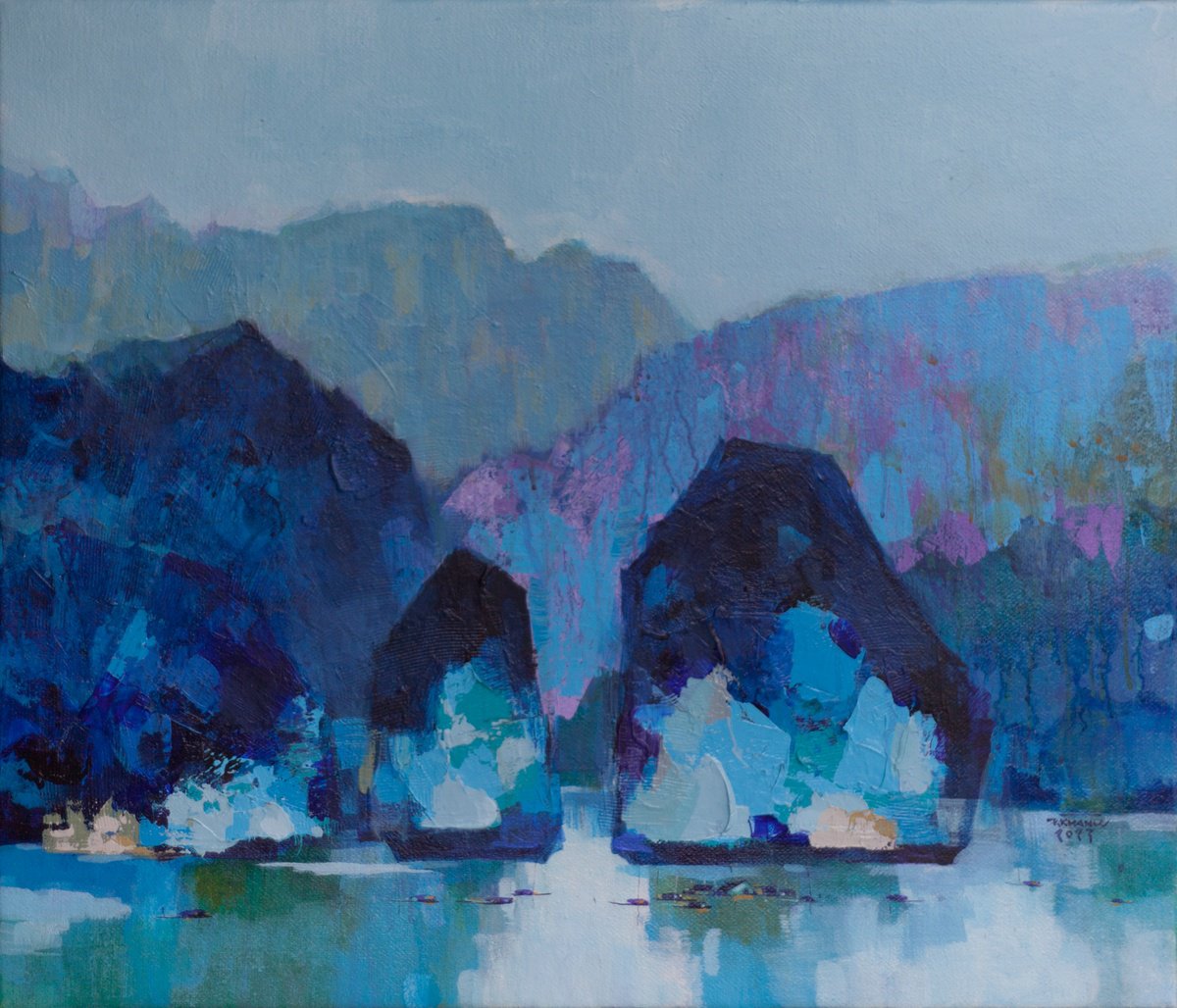 Expressive Landscape Acrylic Painting By The Khanh Bui, 28 X 24", After The Spring Rain No.03, Original Artwork