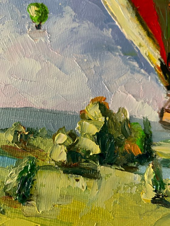 Landscape with an air balloon.