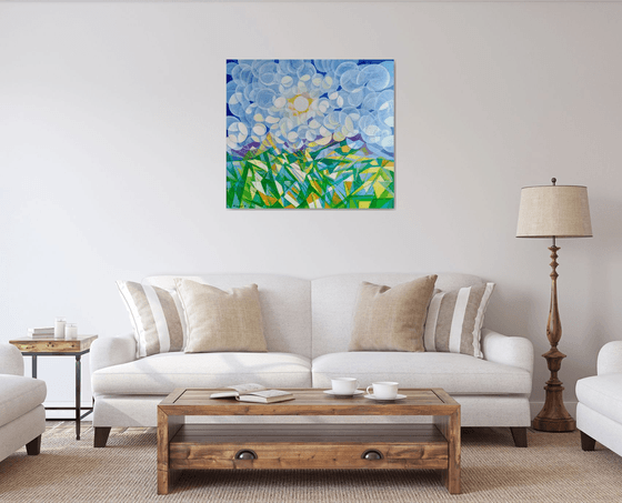 Morning (80x90cm, cubism, oil painting, ready to hang)