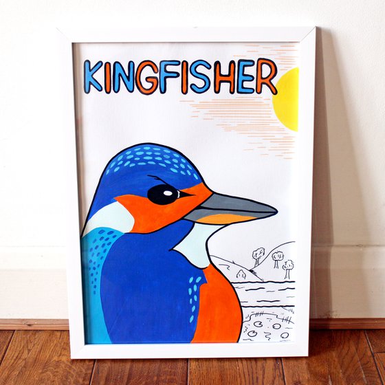 Kingfisher Bird Painting on Unframed A3 Paper