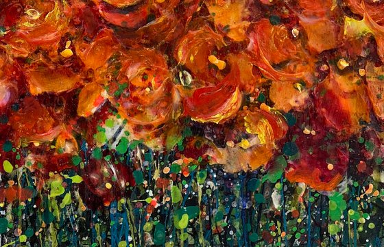 Splatter Symphony: Poppies in Full Bloom