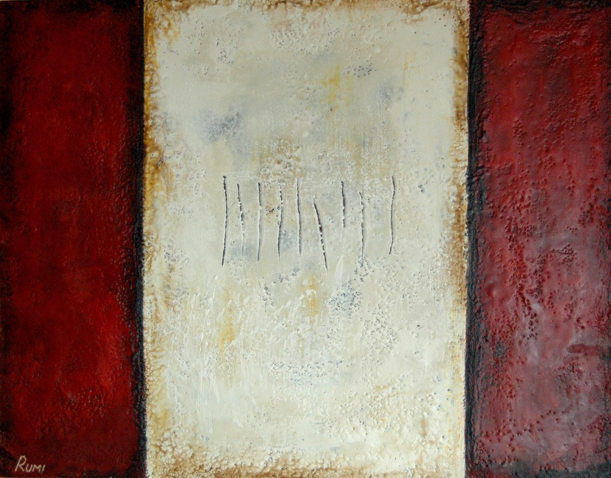 Abstract Oil Painting By Rumen Spasov, 29 X 23", "Runes", Original Artwork