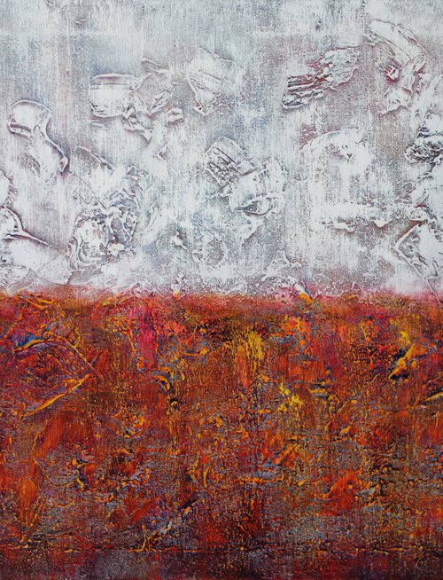 Abstract,red,yellow,white,red,brown,christmas sale was 1200 USD now 845 USD. by Viorel Scoropan