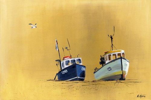 Fishing Boats at Beer, Devon by Michael Ahearne