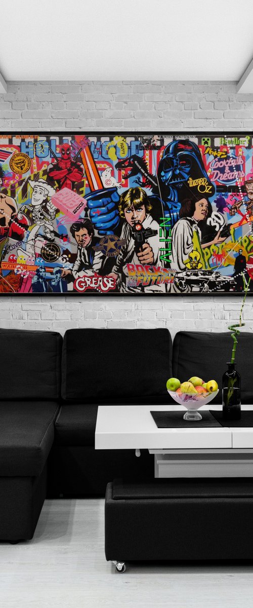 Cinemascope 240cm x 100cm Textured Urban Pop Art by Franko
