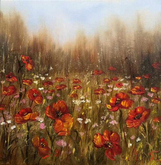 Red poppies - triptych