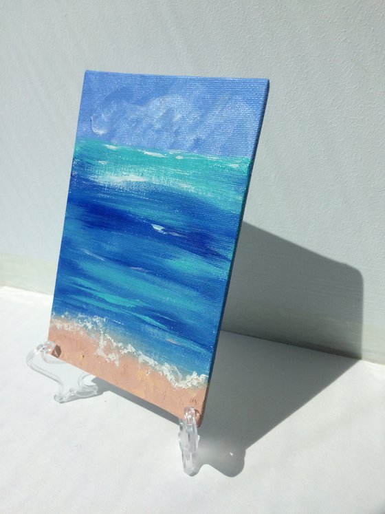 Seascape diptych oil paintings - Set of 2 small canvas - Ocean miniatures (2021)