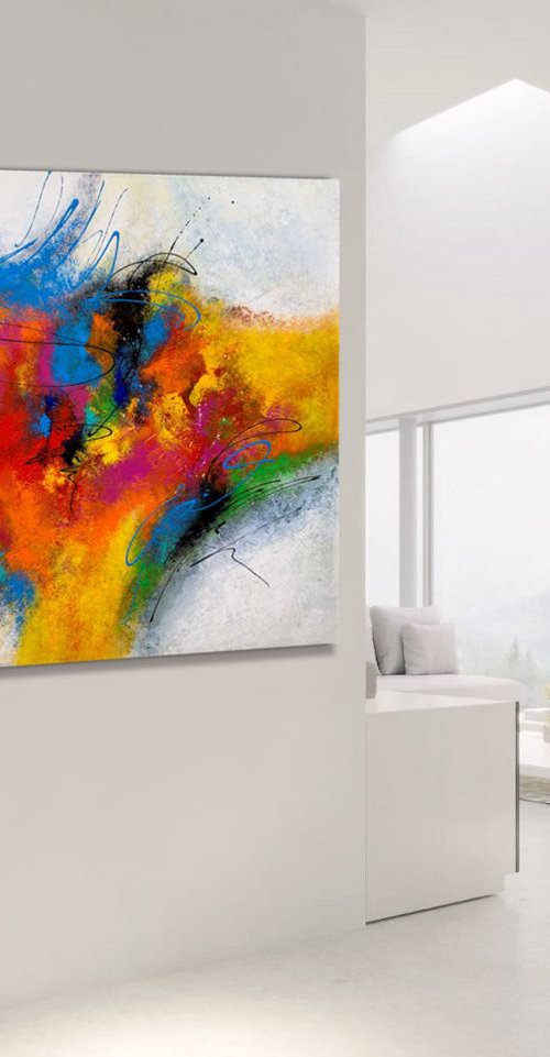 Love Is a Game - XL LARGE, MODERN, ABSTRACT ART – EXPRESSIONS OF ENERGY AND LIGHT. READY TO HANG! by Julijana Ravbar