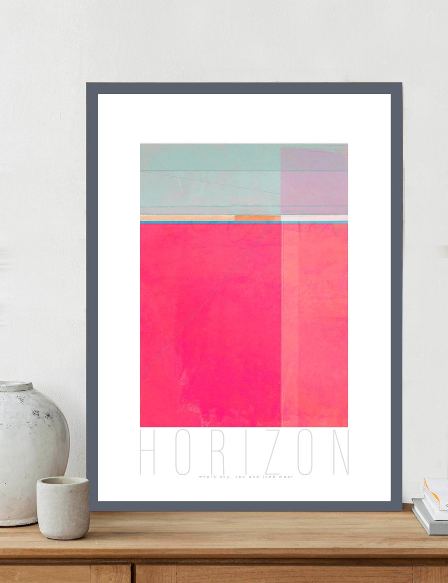 Geometric Abstract Giclee Print By Adrian Bradbury, 24 X 34, Horizon Beach 1, Original Artwork