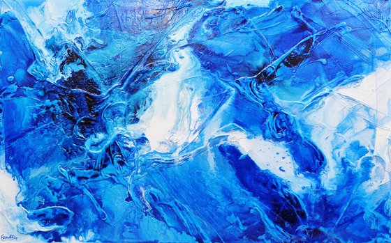 Blue Champagne 160cm x 100cm Textured Abstract Art