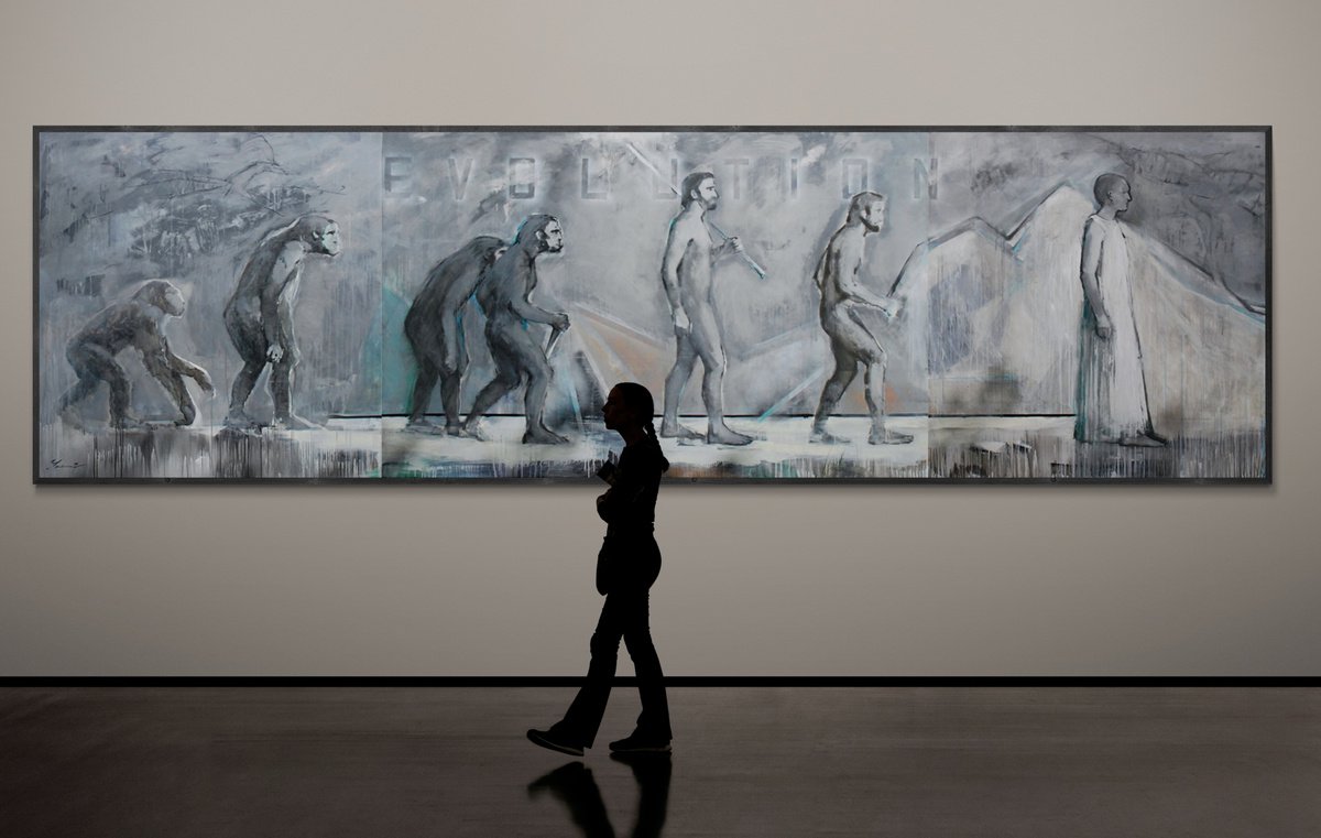 Urban And Pop Portrait Oil Painting By Yaroslav Yasenev, 217 X 63", Evolution, Original Artwork