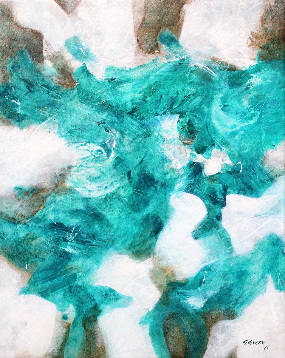  Viridian Movement By Simona Gocan, 24 X 30, Artwork For Sale On Artfinder