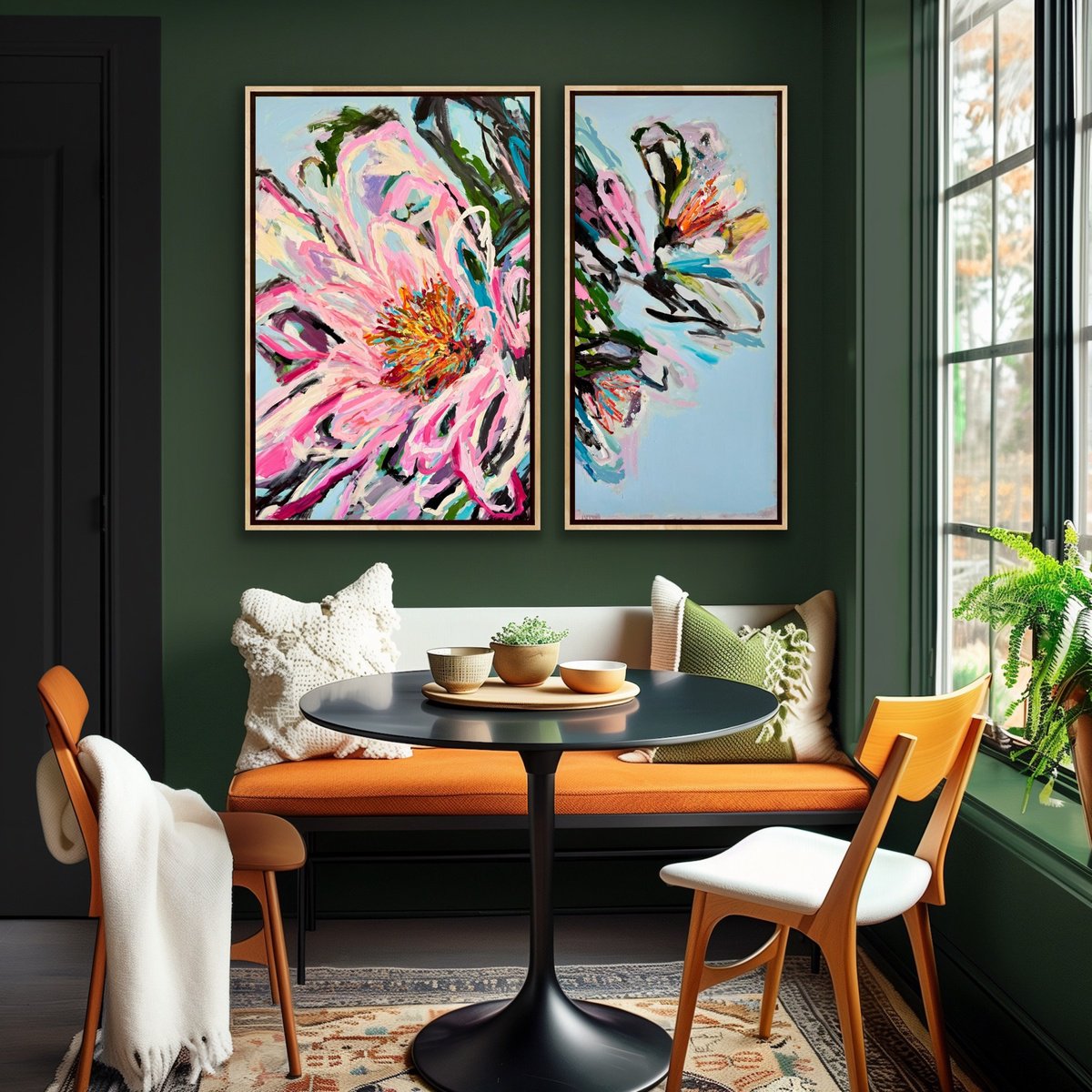 Expressive Botanical Painting By Julia Borg, 55 X 47", "Flying On My Own", Original Artwork