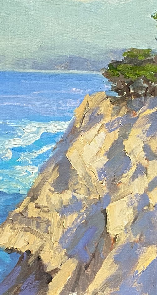 Cliff Edge Point Lobos Plein Air Seascape by Tatyana Fogarty