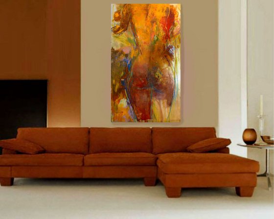 Nude, big oil painting 95x150 cm