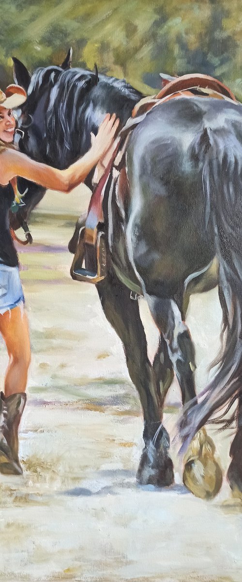 Girl and horse by Magdalena Palega