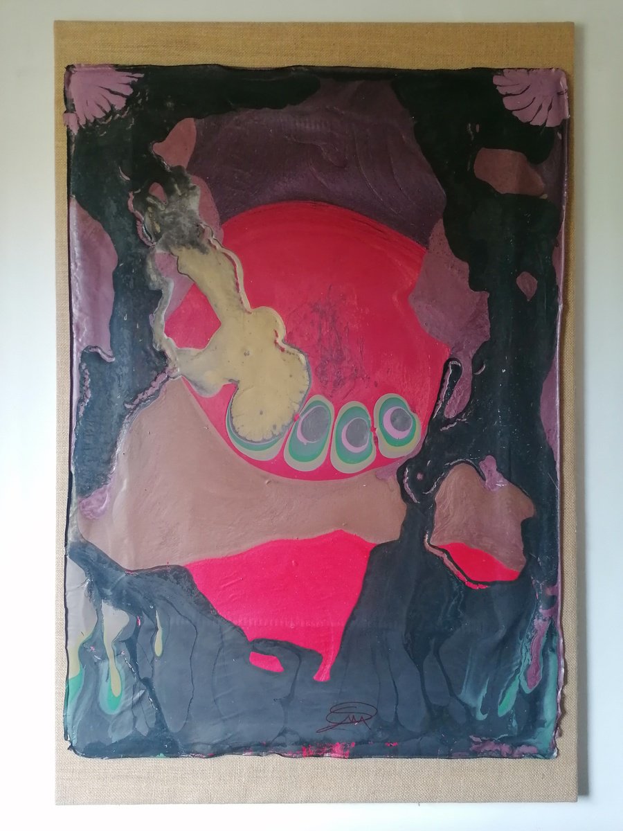 Surrealistic Abstract Painting By Stefano Mazzolini, 31 X 45", Adt, Original Artwork